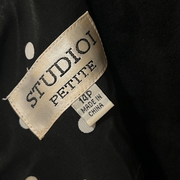 STUDIO I Vintage Black/White Polka Dot Tie Waist Fit & Flare Dress - Picture 10 of 10